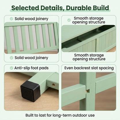  Banc De Rangement Extérieur En Bois D'Épicéa, Coffre De Jardin 2 Places Avec Dossier, Structure Renforcée, Pour Patio, Balcon, Terrasse, Résistant Aux Intempéries(Brown)
