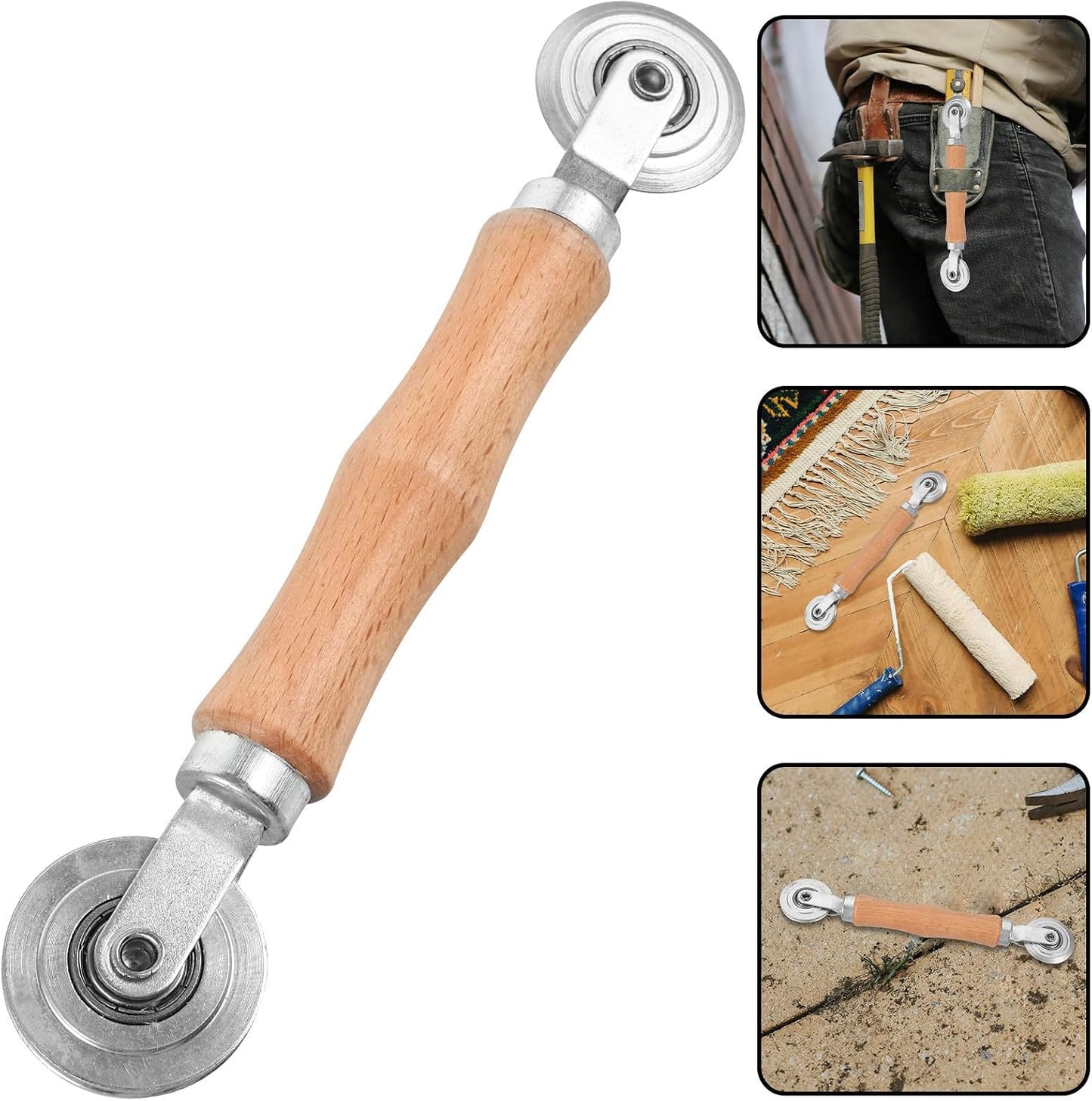  Ciieeo Outil De Réparation D'écran De Fenêtre Léger Avec Rouleau En Fonte Et Poignée En Bois Compact Pour Installation Et Maintenance