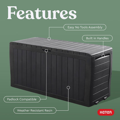  Keter Marvel Plus 243531 Boîte De Rangement En Résine Résistante Aux Intempéries Gris 243531