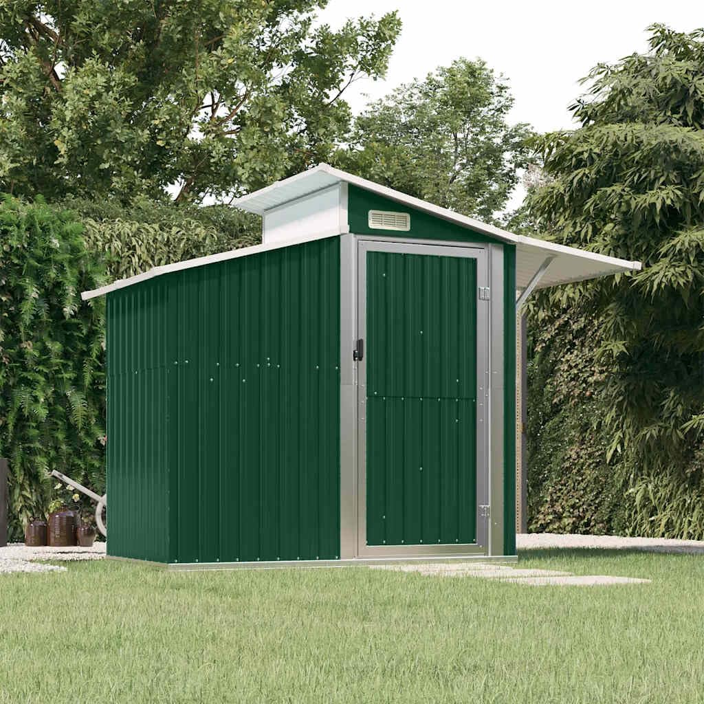  Abri De Jardin Vert 270x130x208,5 Cm En Acier Galvanisé, Rangement Extérieur Pour Outils, Équipements De Jardin Et Accessoires De Piscine