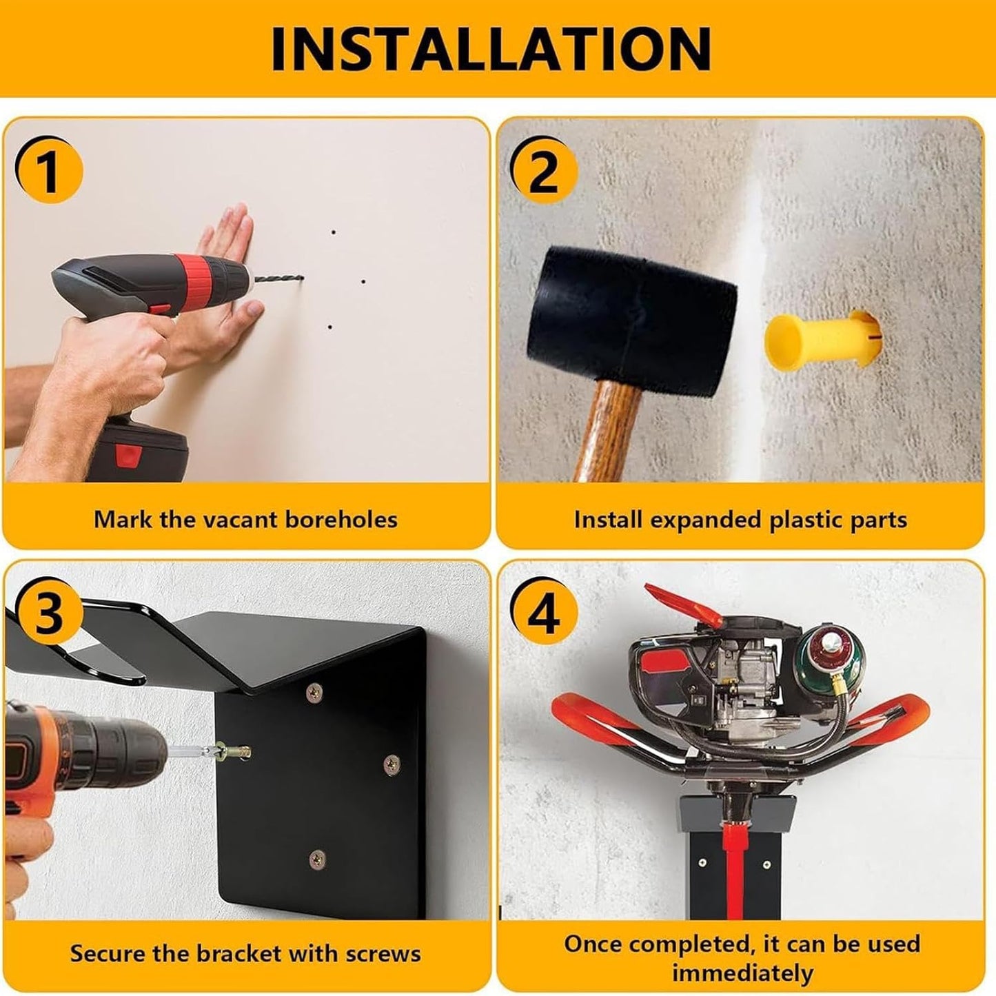  Organisateur Pour Perceuse à Glace électrique | Support En L Organisateur Vertical Avec Gestionnaire De Câbles | Stockage De Tarière à Glace Pour Garage | Pour Câbles Et Tuyaux De Jardin