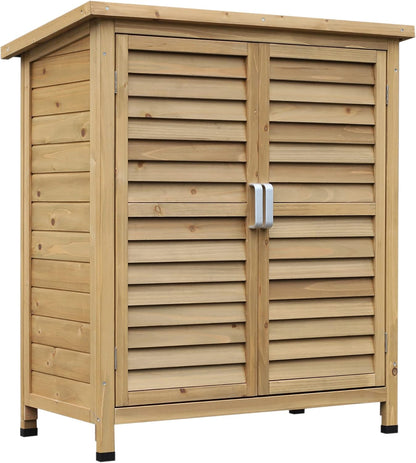  Outsunny Armoire De Jardin Abri Jardin Remise Pour Outils Sur Pied Dim. 87L X 46,5l X 96,5H Cm étagère Portes Persiennes Toit Bitumé Jaune