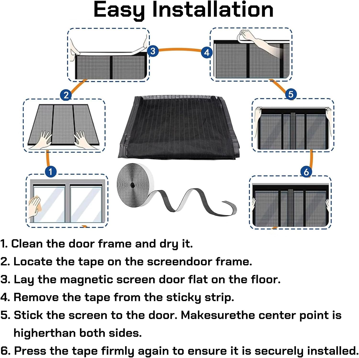  Moustiquaire Magnétique Pour Fenetre 138 X 67 Cm Puissants Aimants, Anti Insecte Moustiquaire De Balcon Sans Perçage, Avec Bande Magique Pour Chambre Salon Cuisine, Noir