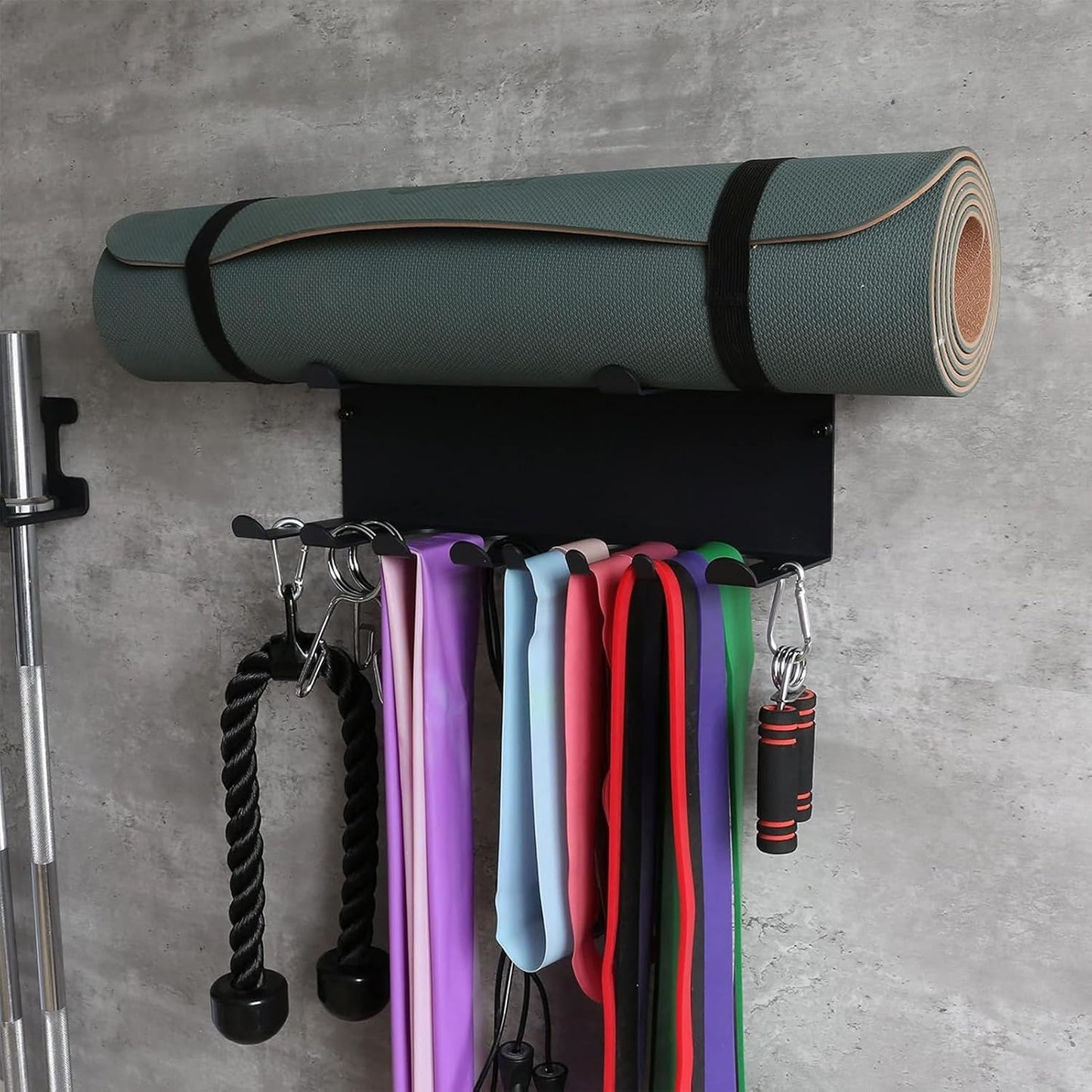  Rangement Mural De Salle De Sport, Organiseur D'équipement, étagère Montée Robuste De 11,4 Cm, Design Peu Encombrant, Système De Suspension Polyvalent Pour Entraînement à La Maison, Yoga, Entraînement