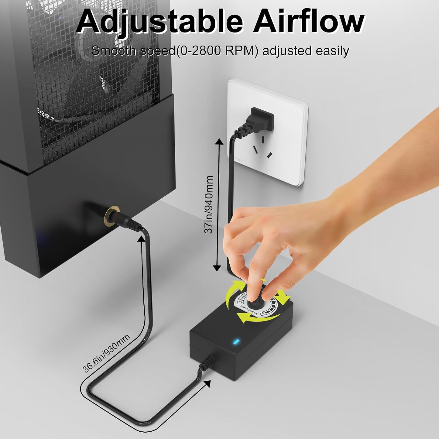  Ventilateur D'échappement Vertical De 75 à 80 Cm Pour Fenêtres Coulissantes – Se Fixe Fermement Aux Cadres Supérieurs Et Inférieurs De La Fenêtre, Installation Sans Outil Avec Vitesses Variables Pour