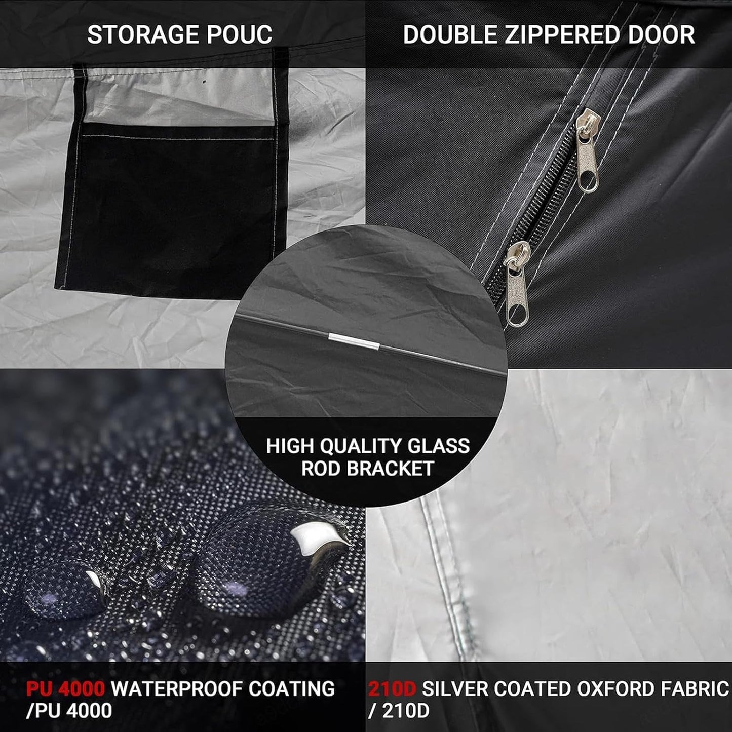 GENERIC Tente De Rangement Pour Vélo, Lot De 2 Housses De Vélo, Tente Noire Pour Le Rangement Extérieur, Protection Imperméable Et Coupe-Vent Contre La Pluie, La Neige Et Les Intempéries, Conception