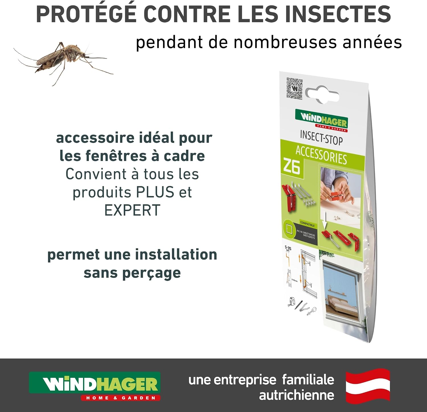  Windhager 03651 Mosquito Net With Springs, Hanging Angle, Mosquito Net Mounting Frame, Mounting Angle, Frame – 5-35 Mm Angle – Customisable – Silver