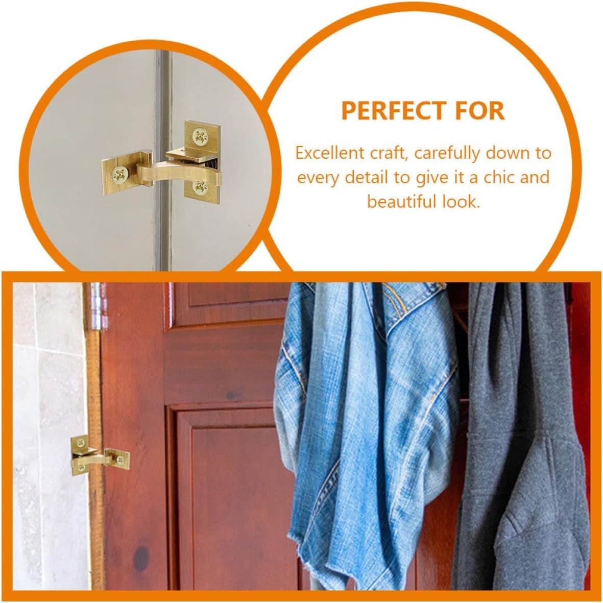  Ciieeo 3 Pcs 90 Degree Copper Angled Latches For Doors, Windows And Cabinets, Metal Hardware Accessories, Simple Installation, Intrusion Protection For Home,