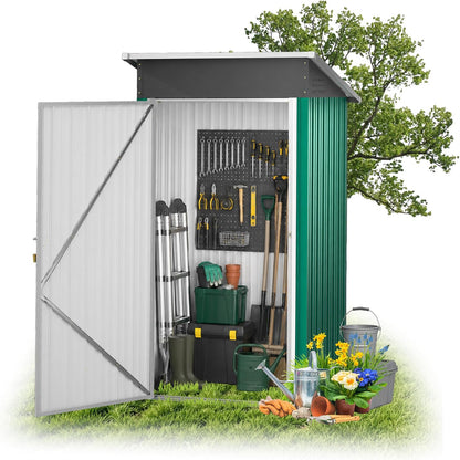  UISEBRT Abri De Jardin En Métal, 1,5 M³, 108 X 91 X 185 Cm, Résistant Aux Intempéries, Avec Toit Incliné Et Ouvertures D'aération, Abri De Jardin Verrouillable Pour Outils De Jardin, Outils Et