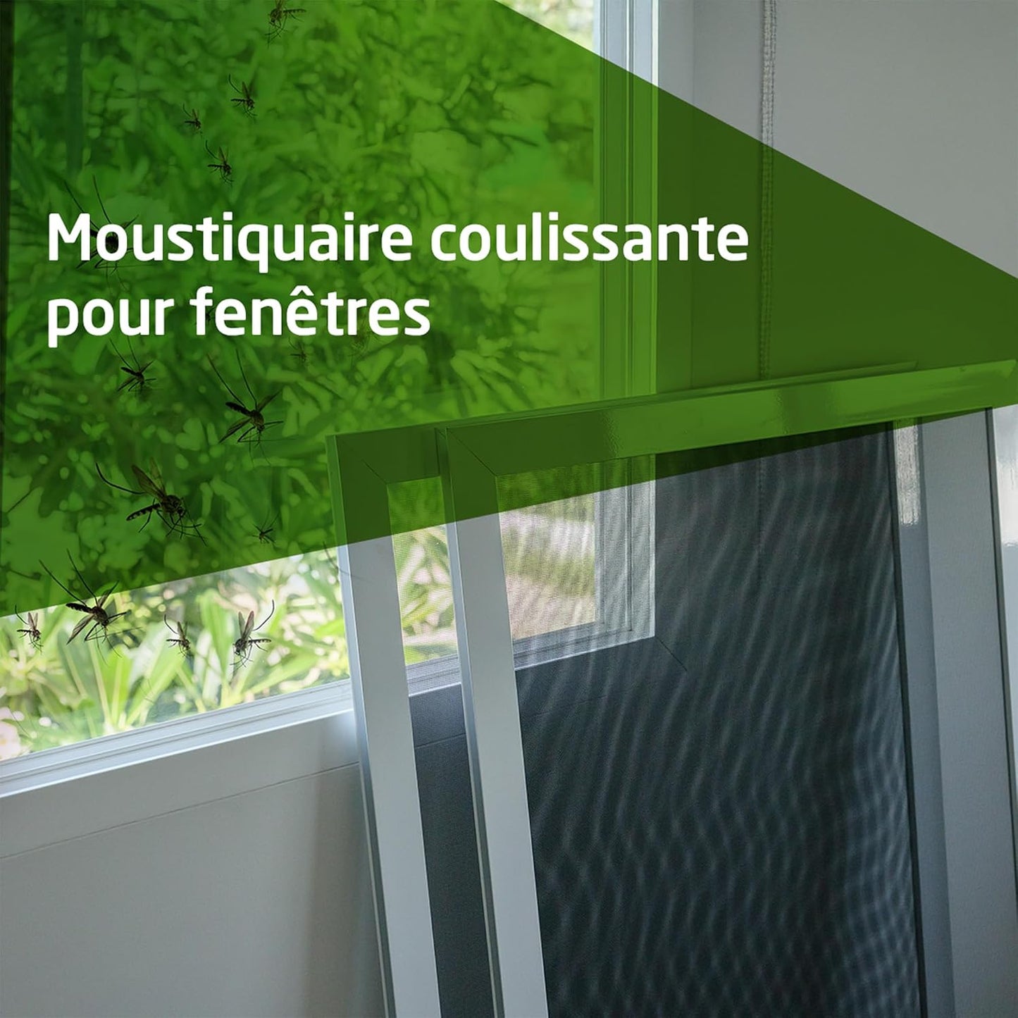  Amig - Sliding Screen For Windows | White Aluminium And Grey Fiberglass Mesh | Adjustable And Cut To Size | Quick Installation On Window Frame | 70 X 130 Cm
