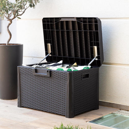  Toomax Art. 170 Compact Box Santorini Malle De Rangement Résine Noir 73 X 50,5 X 49,5 Cm