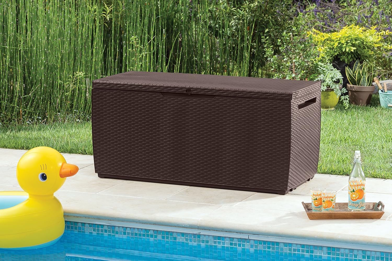  Keter Capri Coffre De Rangement, Capacité 305L, Résine, Marron, Aménagement Jardin Et Terrasse, 54 X 123 X 57 Cm