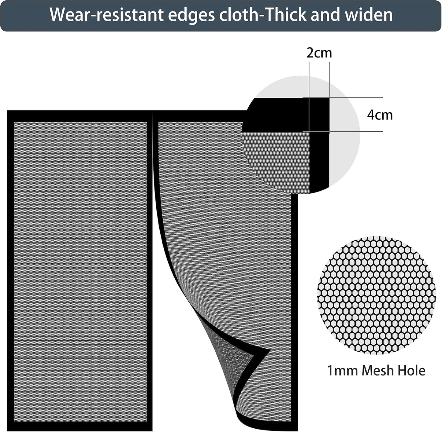  Mosquito Nets For Window 78 X 105 Cm With Magnets Mosquito Net On Curtain Breathable Ultra Thin Mesh For Window Patio Doors, Black