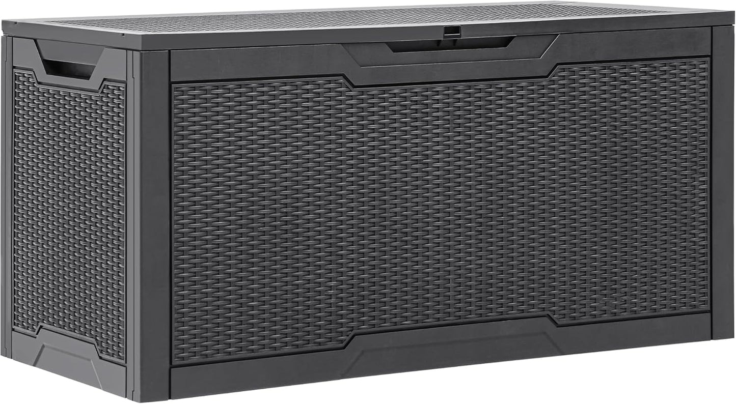 YITAHOME Boîte De Rangement En Résine De 370 Litres, Résistante Aux Intempéries, Verrouillable Pour Intérieur Et Extérieur Pour Fournitures Et Articles Essentiels, Taupe