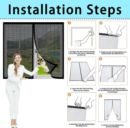  Window Mosquito Net 127 X 139 Cm Magnetic Automatic Closing No Drilling For Home Windows, White
