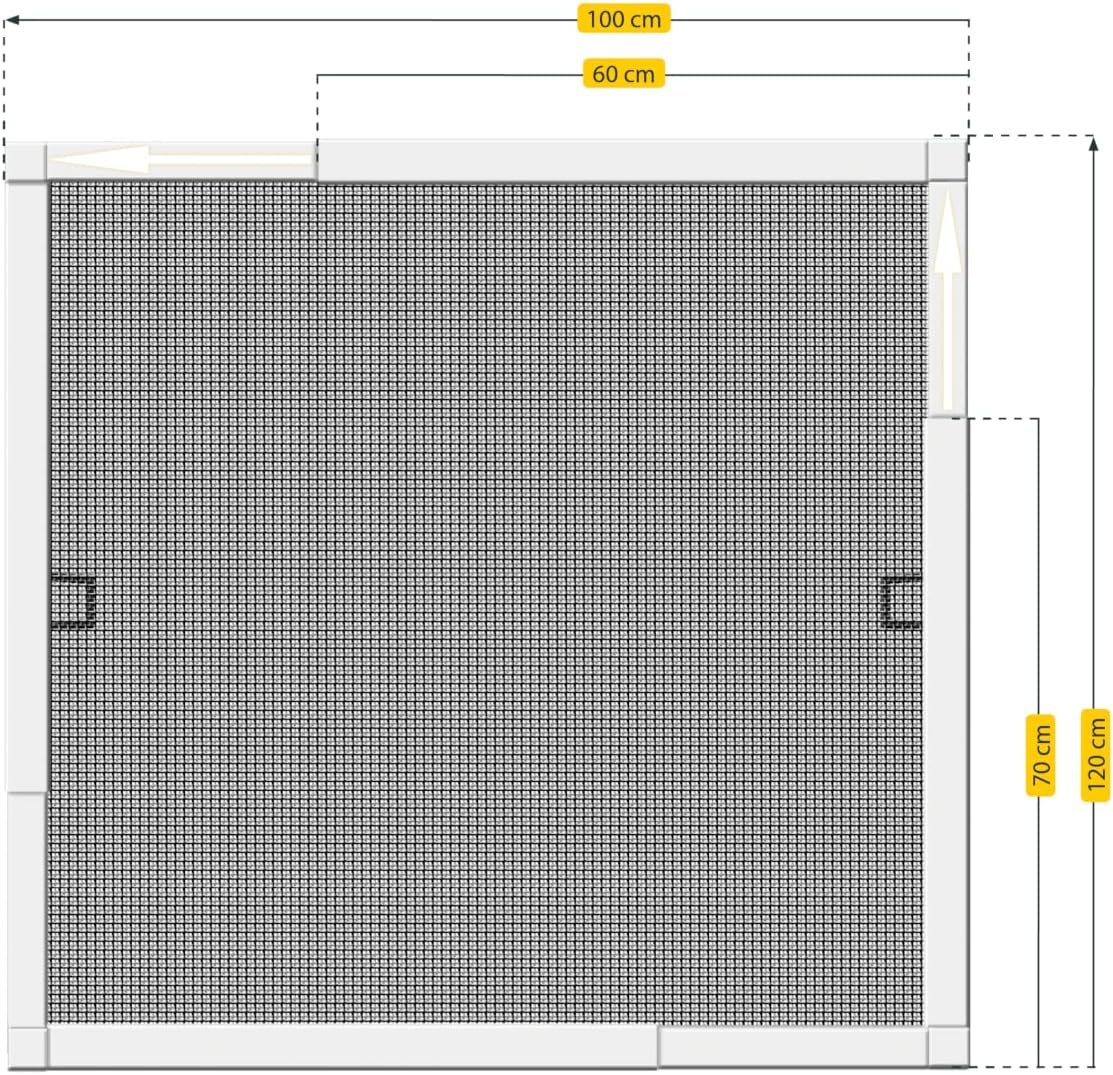  Schellenberg 70082 Telescopic Window Mosquito Net Fibreglass With Aluminium Frame Extendable Adjustable 100 X 120 Cm White