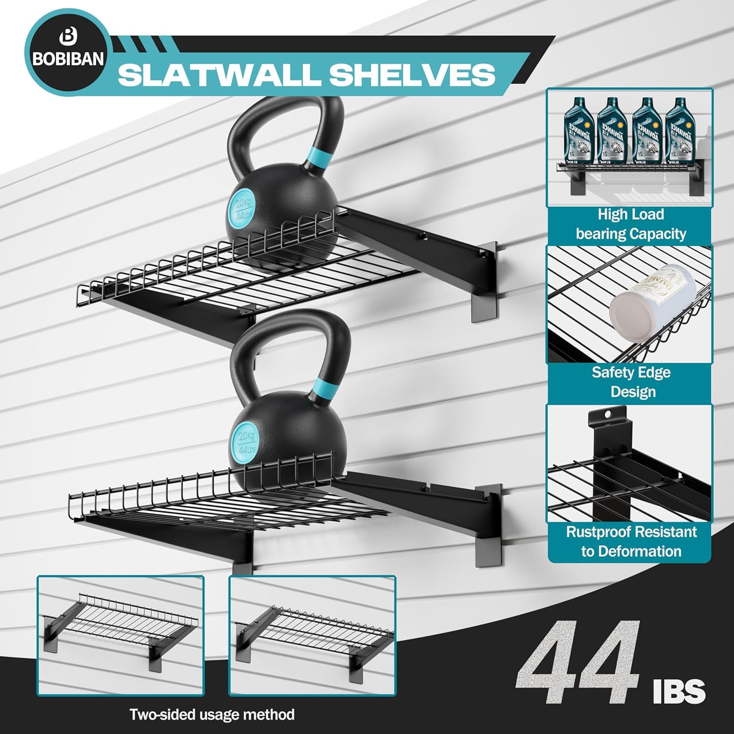  Lot De 24 Accessoires Pour Mur à Lattes En Métal, étagères Et Crochets, Kit De Rangement Mural à Lattes Robustes Pour Magasins, Garage Et Rangement De Pièce (noir, 24 Pièces)