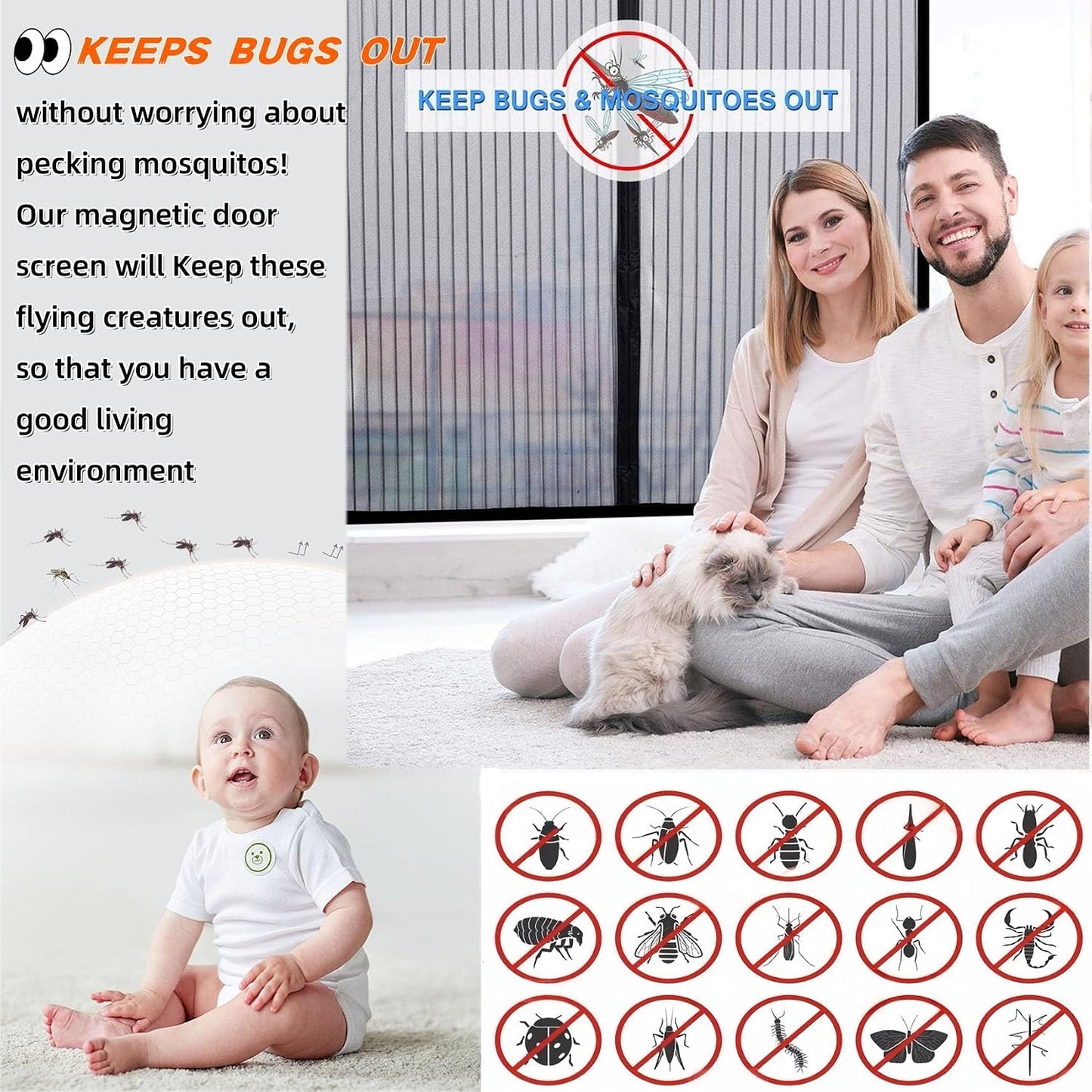  Magnetic Window Mosquito Net 57 X 110 Cm Top And Bottom With Automatic Magnetic Closure Mosquito Net For Windows Of Various Types, Black