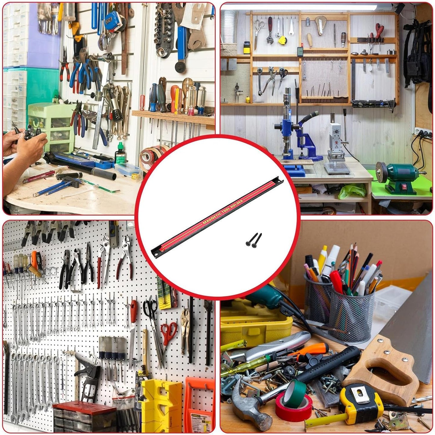  Organiseur Magnétique Pour Outils, Support Mural De Grande Capacité, Barre En Métal Pour Garage, Atelier, Organisateur Peu Encombrant Pour Atelier De Réparation Automobile