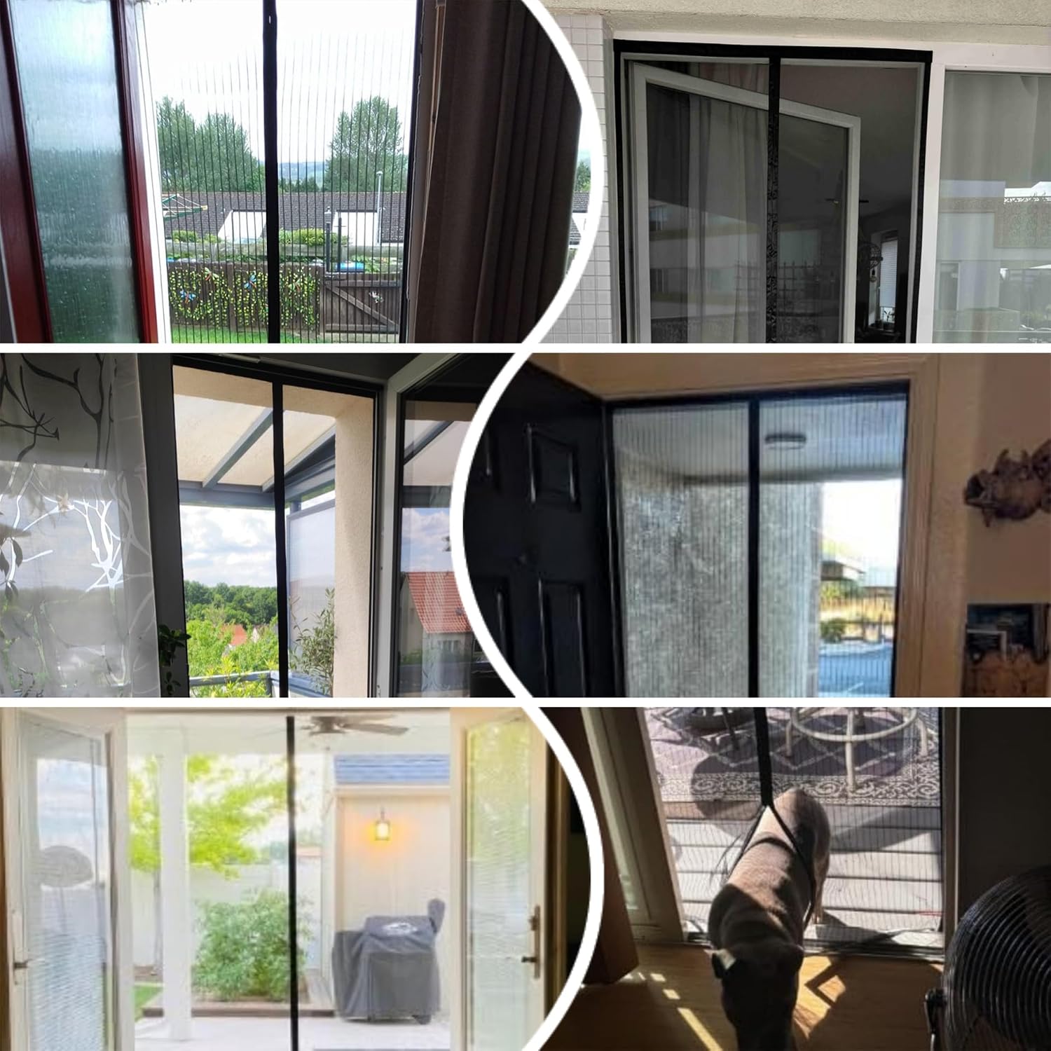  Insect Screen Door Window 116 X 138 Cm Fine And Durable Mesh Magnetic Mosquito Net For Doors With Adhesive Tape, Magnetic Sticks, White