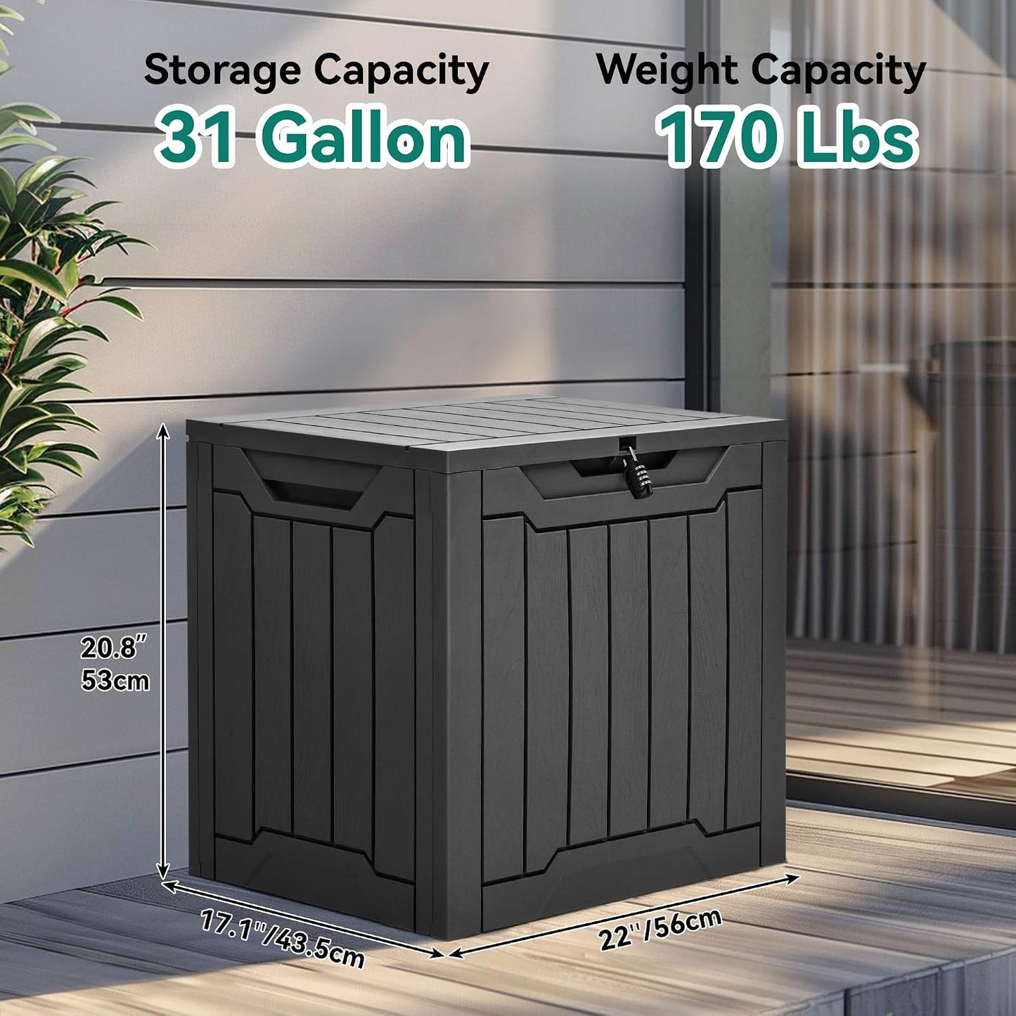  YITAHOME Boîte De Rangement D'extérieur En Résine De 100 Litres, Résistante à L'eau, Boîte De Rangement D'extérieur Pour Oreillers, Matériel De Jardin, Verrouillable En Toute Sécurité, Noir