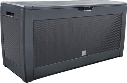  Vounot® Coffre De Rangement Exterieur 310L En PP 119 X 48 X 60 CM Fabriqué En Europe Style Polyrotin Anthracite