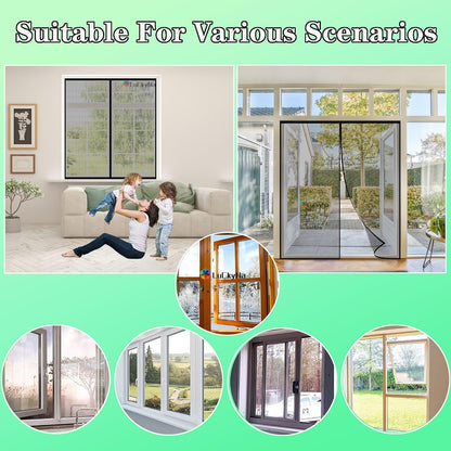  Magnetic Mosquito Net Window 125 X 125 Cm Black Magnetic Door Window With Strong Magnets For Balcony, Bedroom, Living Room, Hallway, Window