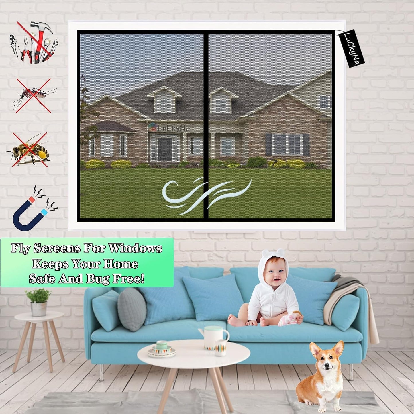  Magnetic Mosquito Net Window 125 X 125 Cm Black Magnetic Door Window With Strong Magnets For Balcony, Bedroom, Living Room, Hallway, Window