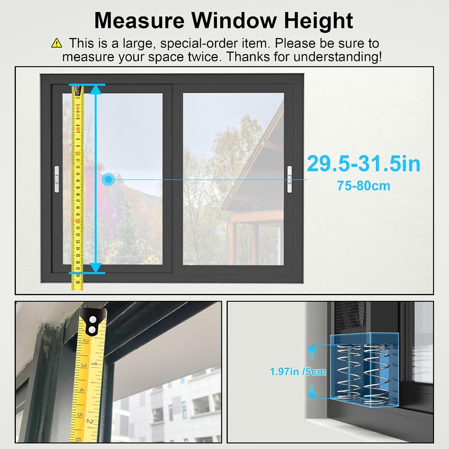  Ventilateur D'échappement Vertical De 75 à 80 Cm Pour Fenêtres Coulissantes – Se Fixe Fermement Aux Cadres Supérieurs Et Inférieurs De La Fenêtre, Installation Sans Outil Avec Vitesses Variables Pour