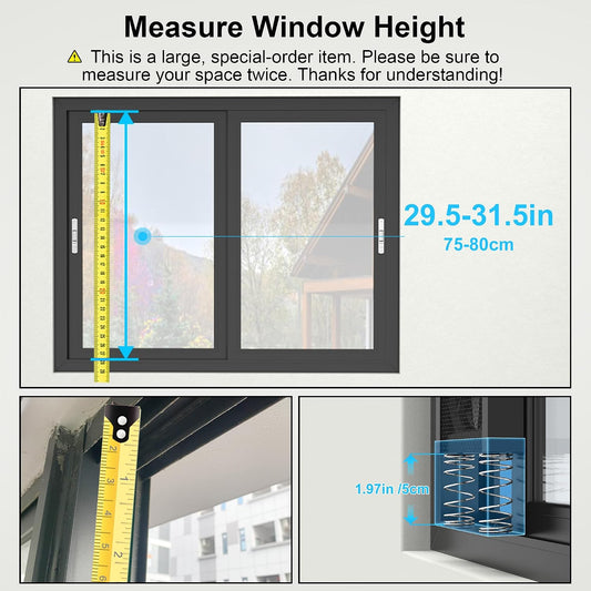  Ventilateur D'échappement Vertical De 75 à 80 Cm Pour Fenêtres Coulissantes – Se Fixe Fermement Aux Cadres Supérieurs Et Inférieurs De La Fenêtre, Installation Sans Outil Avec Vitesses Variables Pour