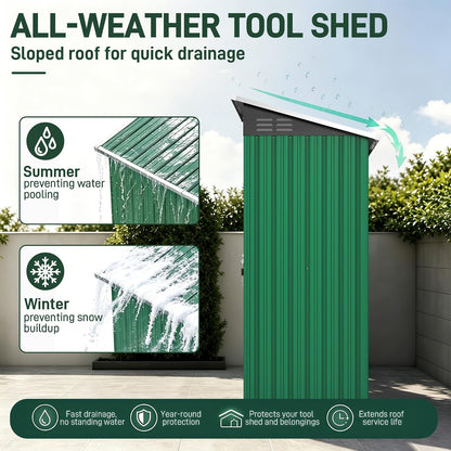  UISEBRT Abri De Jardin En Métal, 1,5 M³, 108 X 91 X 185 Cm, Résistant Aux Intempéries, Avec Toit Incliné Et Ouvertures D'aération, Abri De Jardin Verrouillable Pour Outils De Jardin, Outils Et