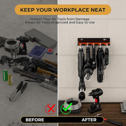  Organisateurs Muraux Sécurisés Pour Outils Pneumatiques Avec 5 Emplacements Coulissants En Métal Pour Un Rangement Sécurisé Et Efficace