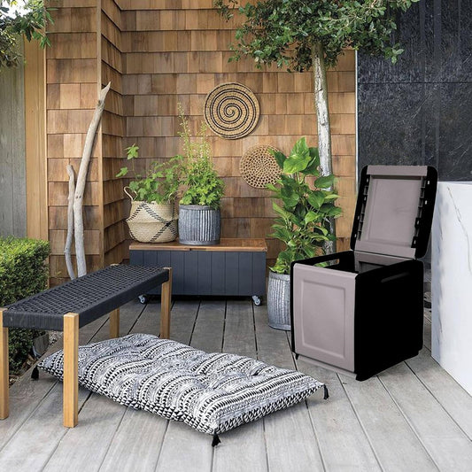  Coffre De Coffre Pour Extérieur, En Polypropylène De 130 L, 57 X 54 X 53 Cm, Gris Foncé Et Noir