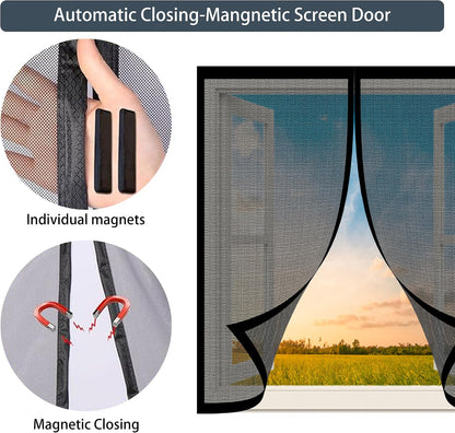  Mosquito Nets For Window 78 X 105 Cm With Magnets Mosquito Net On Curtain Breathable Ultra Thin Mesh For Window Patio Doors, Black