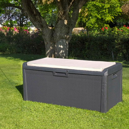  Avilia Coffre De Rangement Avec Assise Et Coussin D'extérieur 340L - Anthracite
