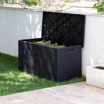  Toomax Coffre à Coussins - Malle De Rangement 420 L, Rattan Polypropylène Anthracite - ART162A