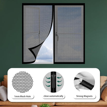  Mosquito Net For Windows, 133 X 120 Cm, Magnetic Window Curtain With Strong Magnets For Windows, Prevents Mosquitoes From Passing In, White