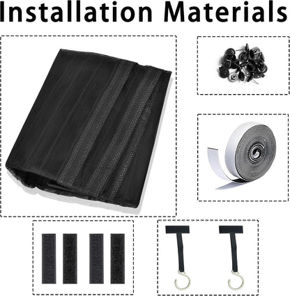  Magnetic Mosquito Net For Windows, 137 X 128 Cm, Adjustable Easy To Install Automatic Closing For Bay Window, Black