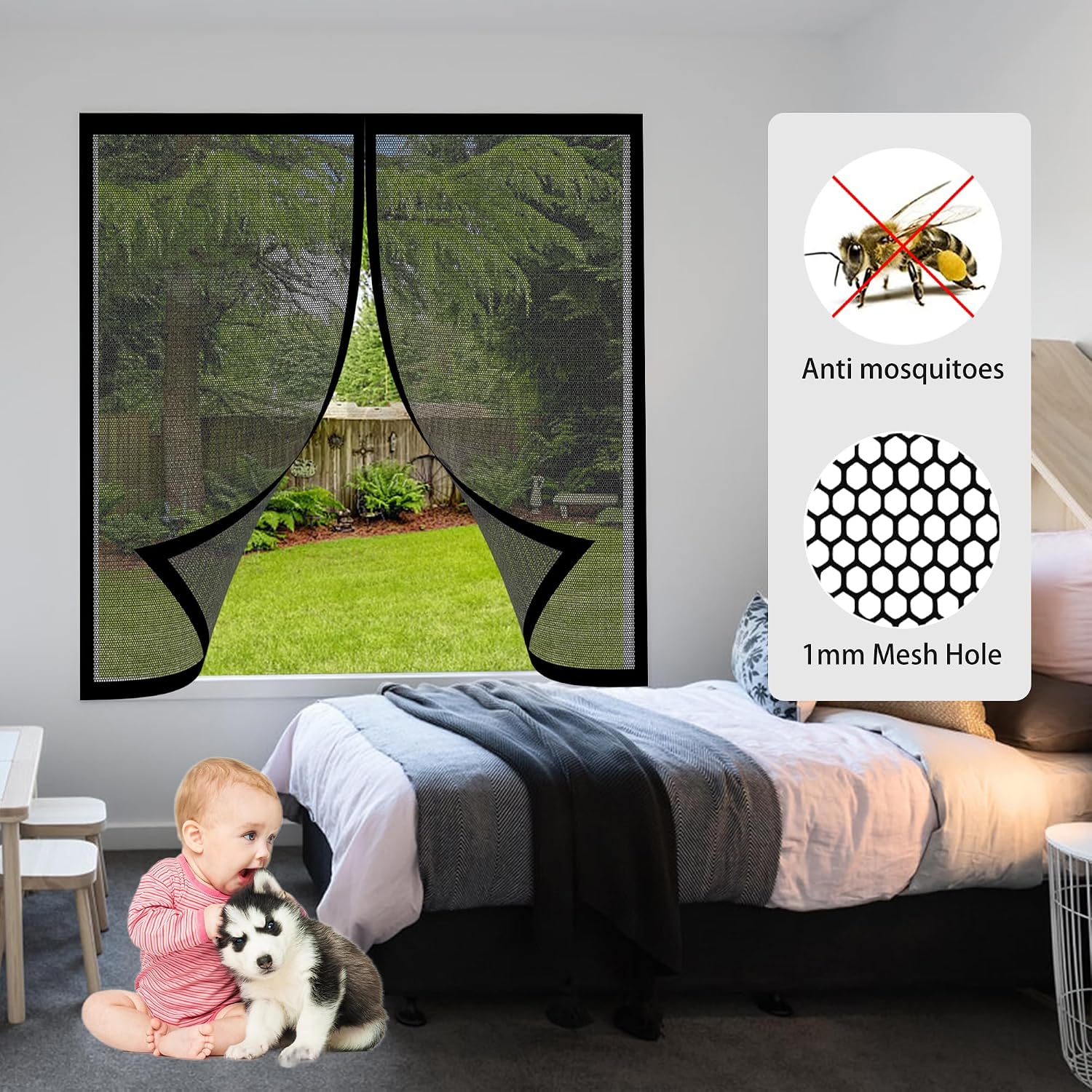  No Drilling Window Mosquito Net 118 X 147 Cm Self Adhesive Mesh No Drilling Easy To Install For Home Windows, White