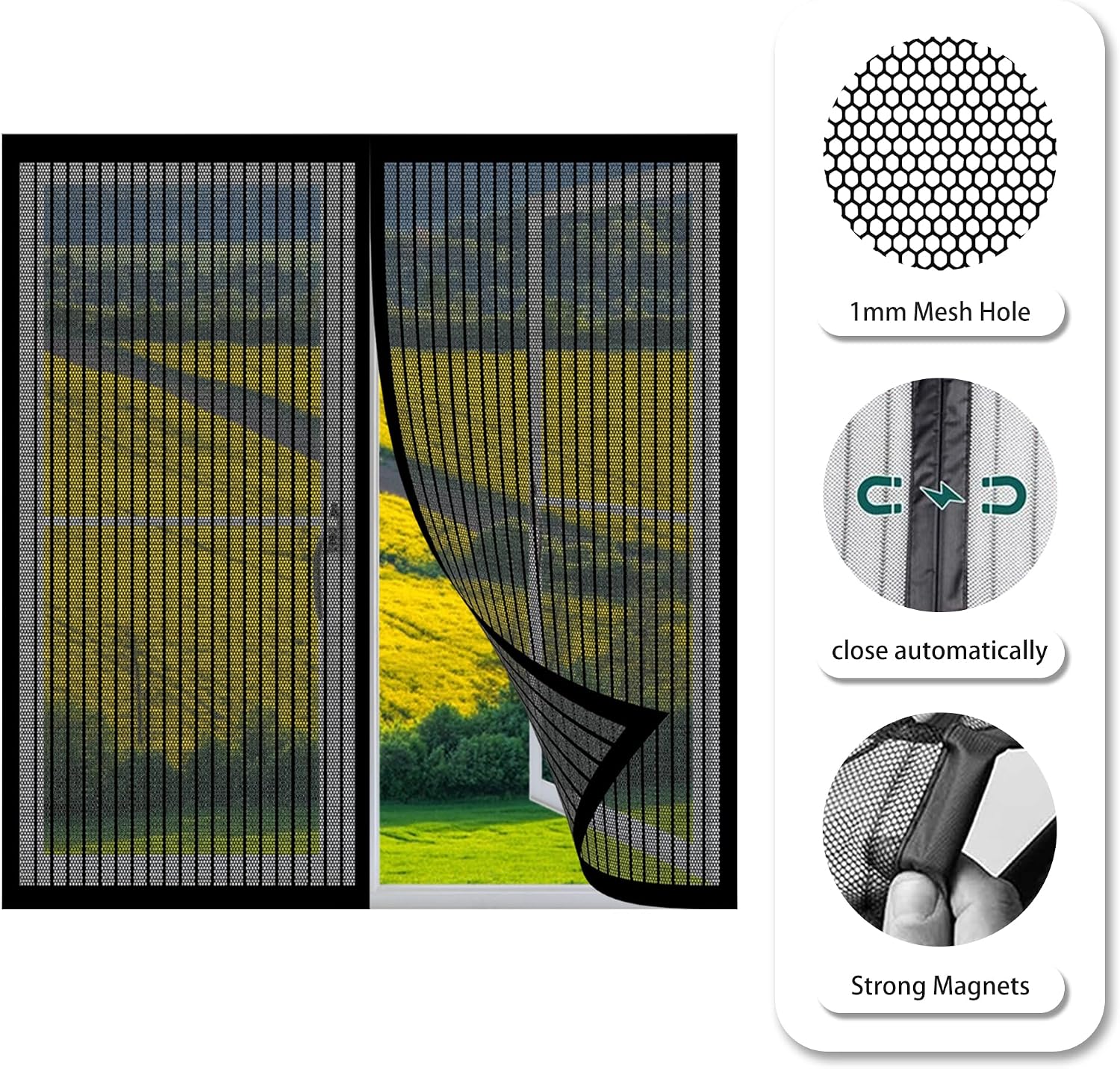  Magnetic Mosquito Net For Doors And Windows, 117 X 121 Cm, Magnetic Mosquito Net For Windows And Patio, White