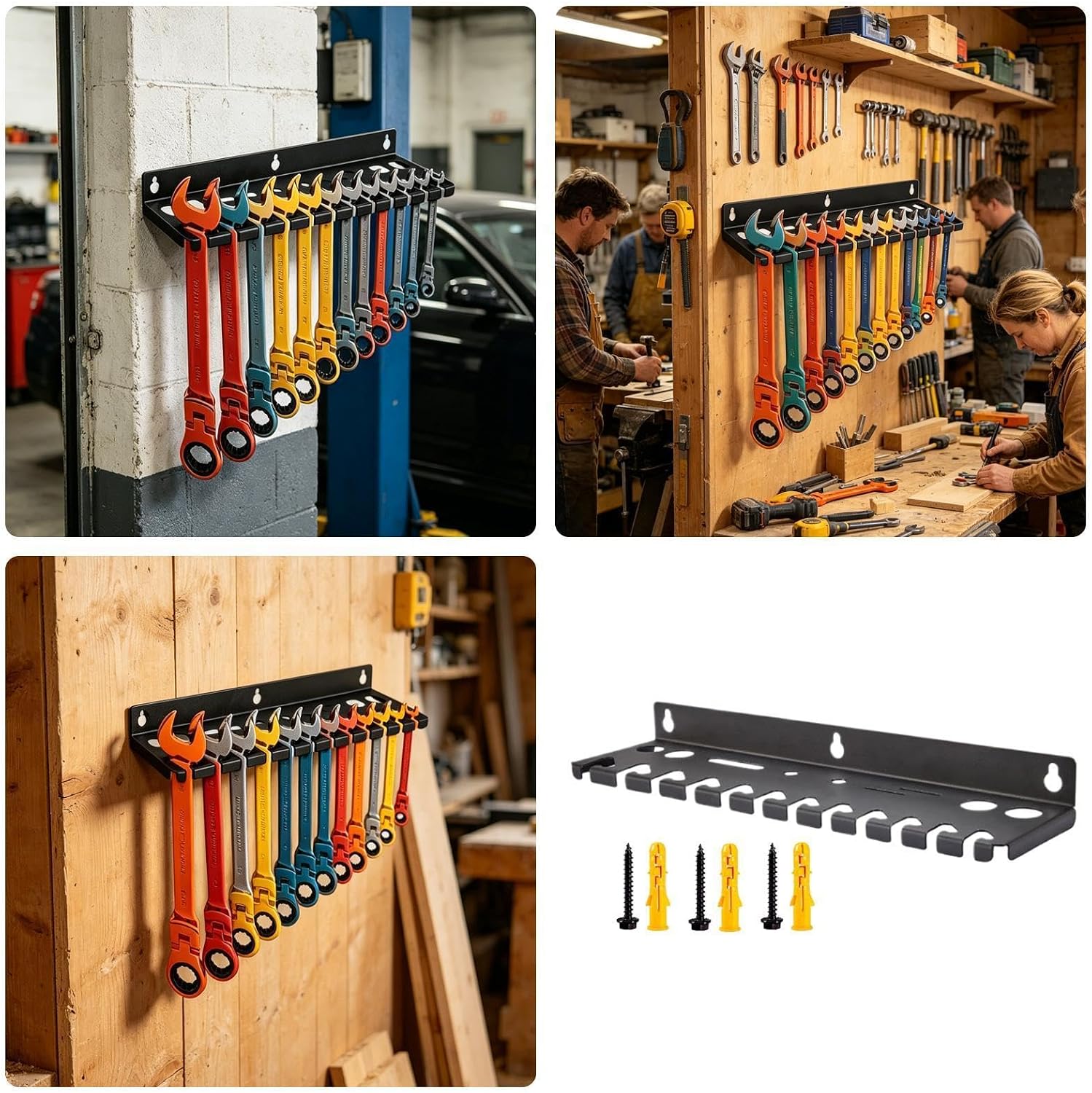  Supports Et Organiseurs Muraux De Clés,12 Fentes En Fer Robuste Et Gain De Place,Organiseur D'angle à Suspendre Pour Outils | Pour Tournevis Hexagonaux Cliquet Cutter Ciseaux Maison Garage Atelier Esp