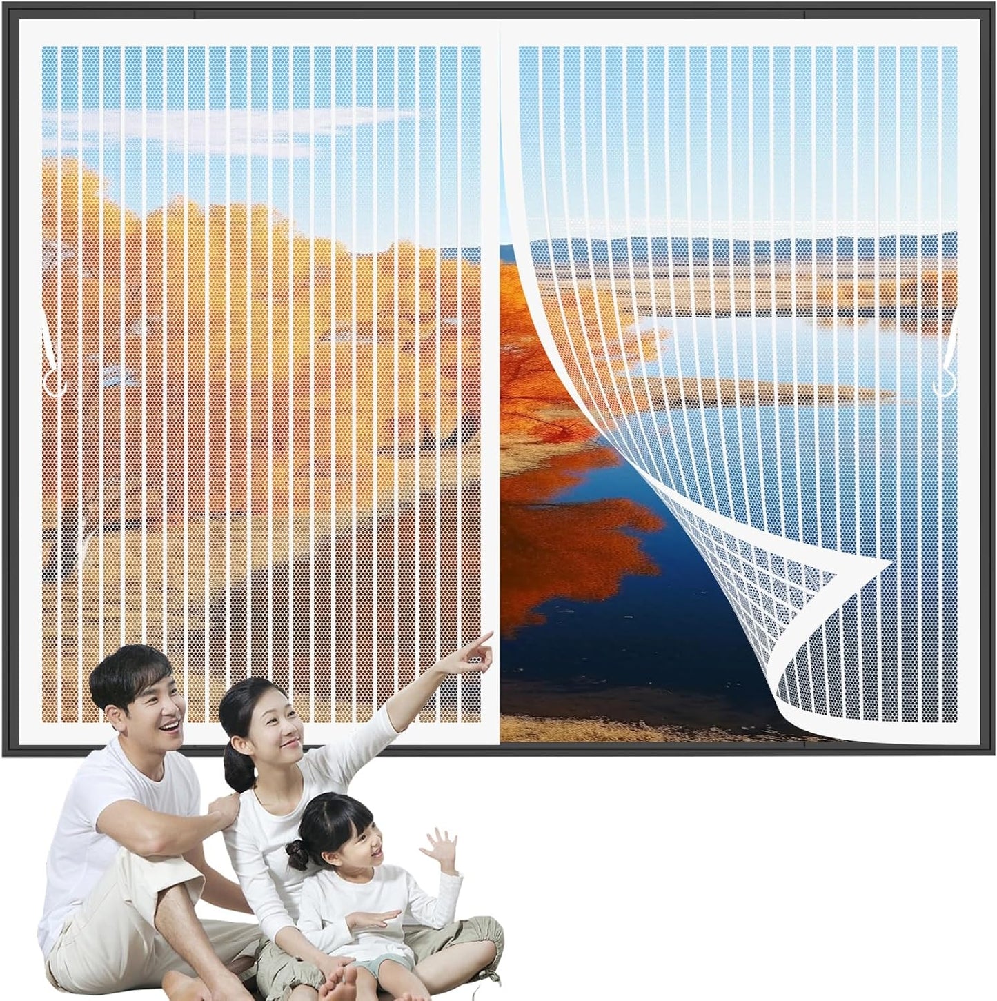  Magnetic Window Mosquito Net 99 X 95 Cm (W X H) Magnetic Seal Top And Bottom With Automatic Closure, Anti-Mosquito Curtain For Windows, White