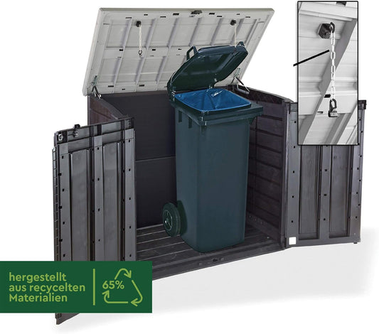  KETER Coffre De Rangement Extérieur En Résine 1200 Litres Noir Et Gris Range Poubelles Ou Vélo