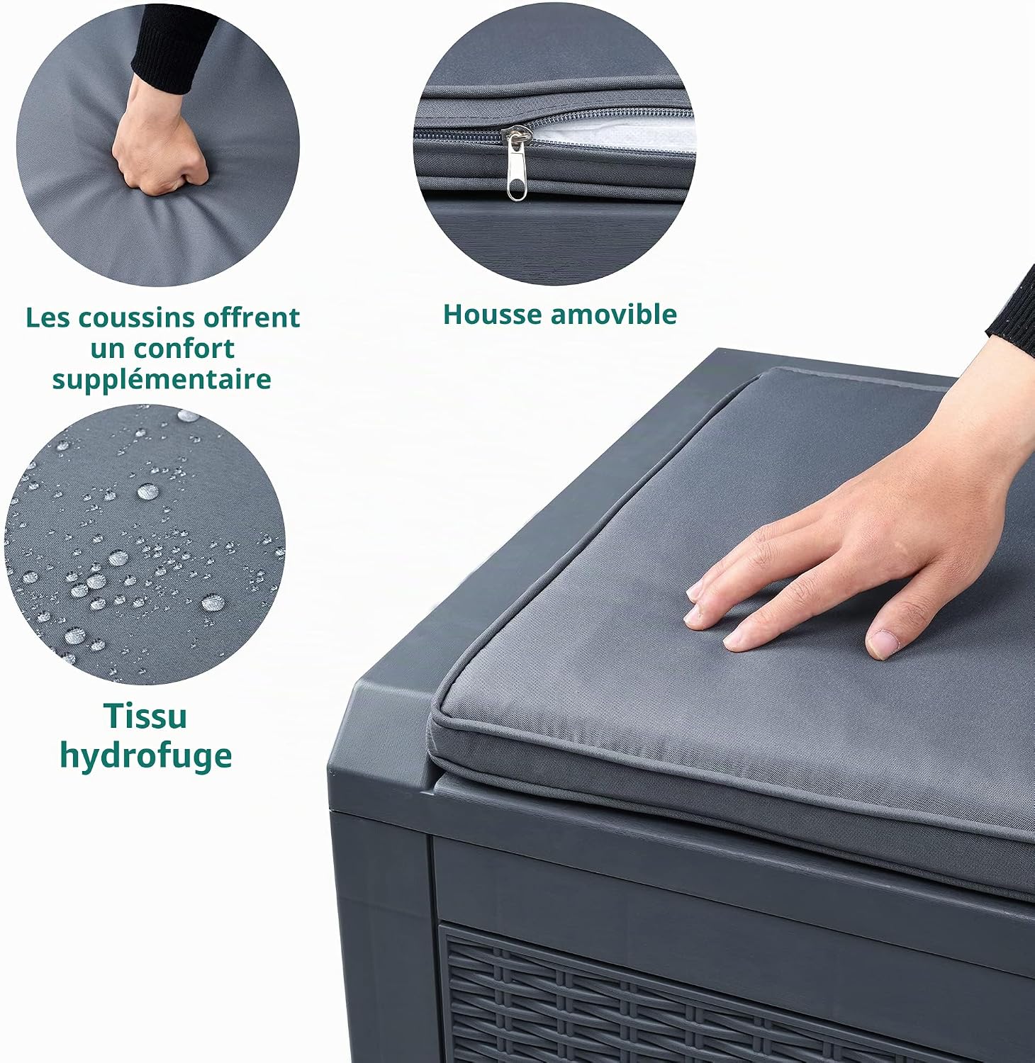  YITAHOME Grand Boîte De Rangement Extérieure En Résine De 380L Avec Pour Meubles De Patio, D'extérieur, Outils De Jardin Et Fournitures De Piscine - Étanche, Verrouillable