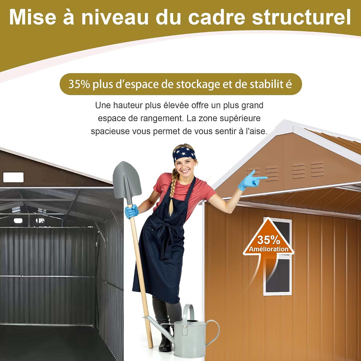  Abri De Jardin Métallique 184x116 Cm - Cabanon Extérieur Avec Fenêtre, Aération Et Porte Verrouillable, Rangement Vélos Et Outils, Sans Fondation (Brun)