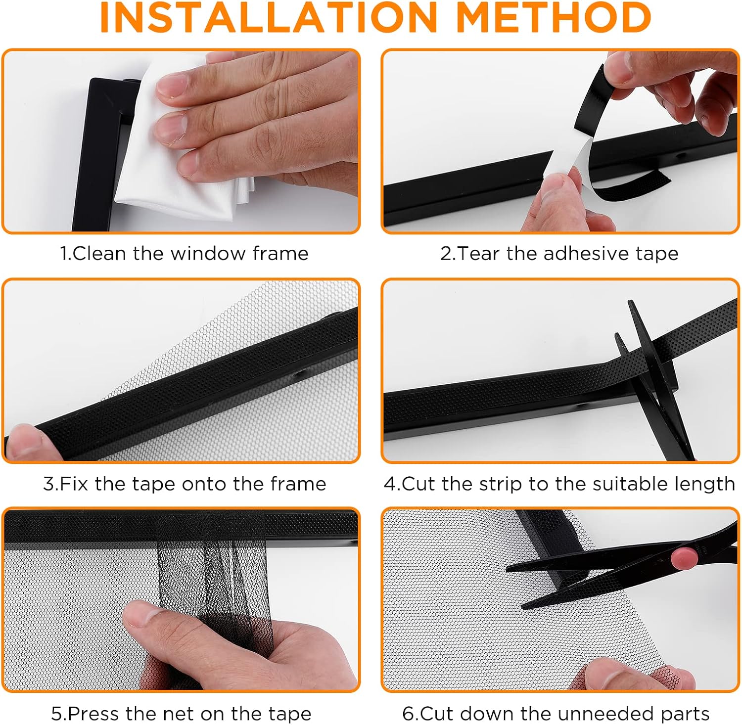  AiQInu Set Of 4 Universal Anti-Mosquito Window Insect Screen With Adhesive Tape - Fine Mesh - No Drilling Required