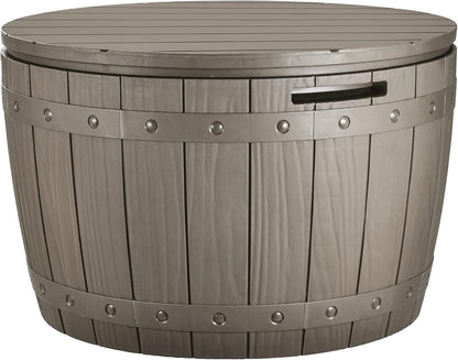  YITAHOME Coffre De Rangement Ronde De 127L, Boîte De Rangement Extérieure Pour Coussin De Table De Patio, Accessoires De Piscine, Résine Imperméable Et Montage Facile Léger, Marron Clair