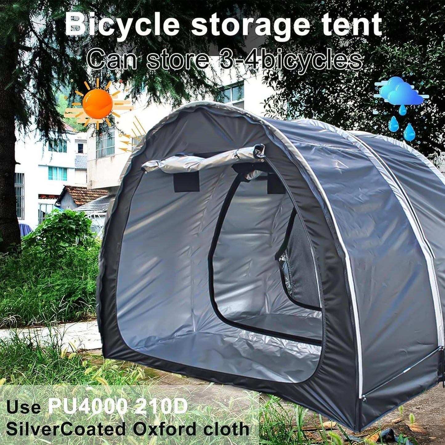 GENERIC Tente De Rangement Pour Vélo, Housse De Vélo Durable En Oxford 210D - Lot De 2 Tentes Pour Vélo, Idéales Pour Le Rangement Extérieur, Imperméables Et Résistantes Aux UV, Conception Modulable