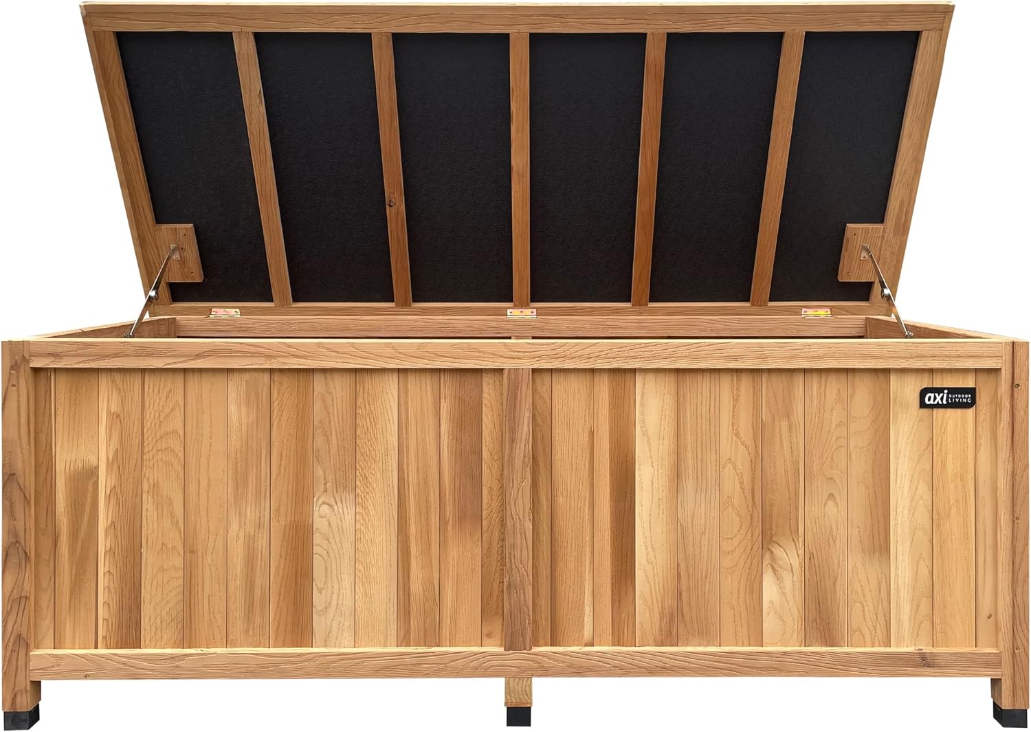  AXI Milo Coffre De Jardin En Bois Brun - 160 X 70 X 120 Cm | Coffre De Rangement Sous Un Abri Ou à L’intérieur Avec Fond Et Serrure | Meuble Exterieur Rangement Outils De Jardinage/Coussins