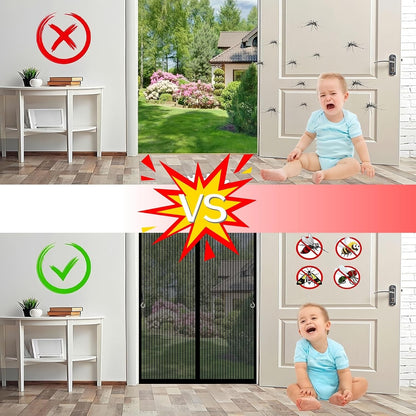  Magnetic Window Mosquito Net 133 X 84 Cm Anti-Mosquito Automatic Closing No Drilling Fine Mesh Anti-Mosquito Curtain For Doors, Various Sizes, Black